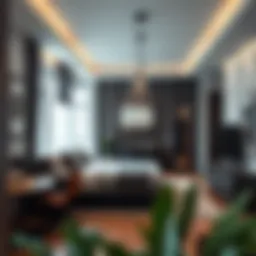 Modern studio apartment interior showcasing stylish design.