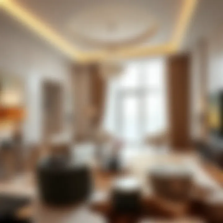 Elegant Interior Design of Al Haseen Residences Luxurious living room interior at Al Haseen Residences with elegant furnishings