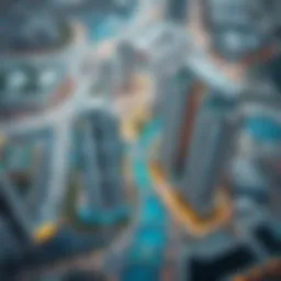 Aerial view of luxurious Damac buildings in Dubai