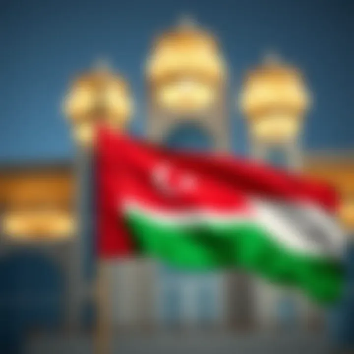 Cultural Symbolism of the UAE Flag An artistic representation of the UAE flag with cultural symbols