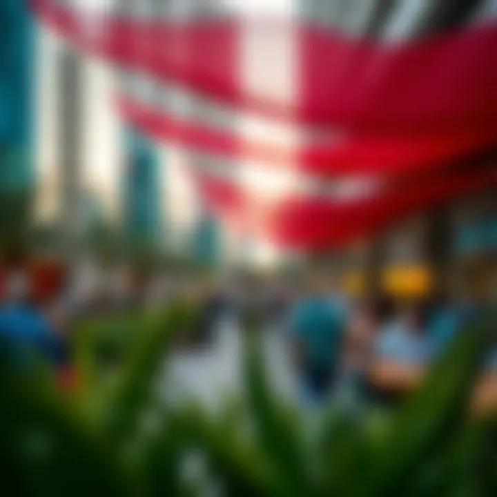 Vibrant Community Life at Bay Square Vibrant community life in Bay Square with people enjoying outdoor spaces and cultural events.