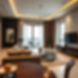 Binghatti Creek living room layout showcasing modern design