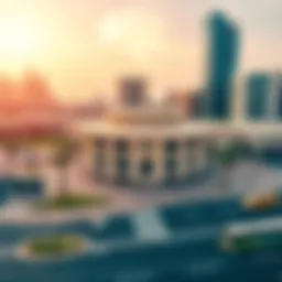 A panoramic view of Bur Dubai Bus Stand showcasing its architectural design and surroundings