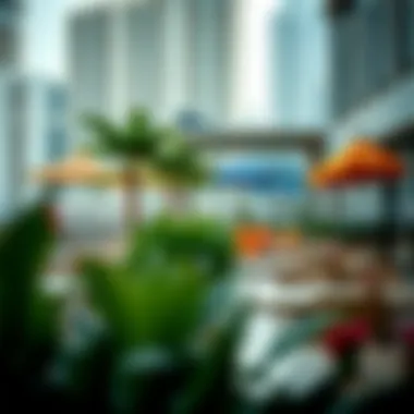 Lifestyle in Business Bay Vibrant lifestyle scene in Business Bay with cafes and open spaces