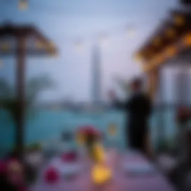 Romantic Outdoor Celebration in Dubai Romantic outdoor setting with beautiful skyline view