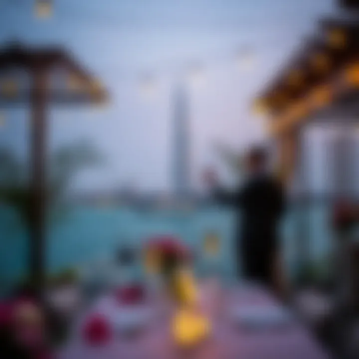 Romantic Outdoor Celebration in Dubai Romantic outdoor setting with beautiful skyline view