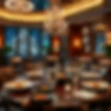 A luxurious dining setup showcasing elegant table settings with exquisite dishes