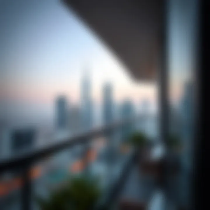 City Skyline View from Apartment Balcony Beautiful city skyline view from a balcony