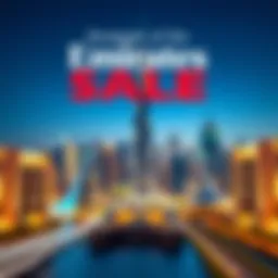 Emirates Sale promotional banner showcasing Dubai skyline