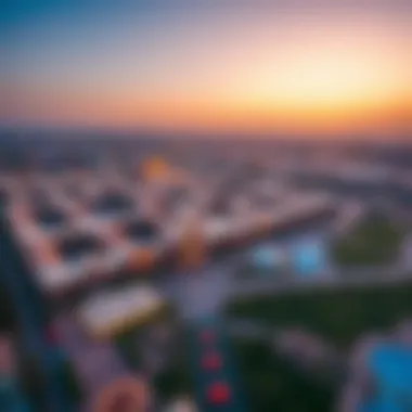 Aerial Perspective of the Global Village Aerial view of Dubai Global Village highlighting its layout and attractions