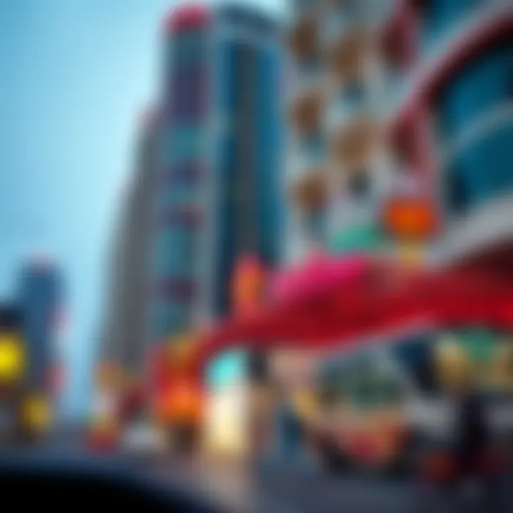 Life in Vibrant Dubai Dynamic lifestyle in Dubai with icons of local culture.