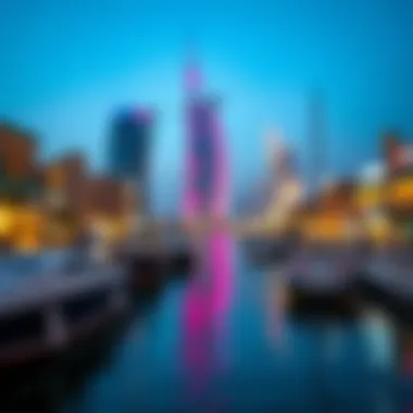 Vibrant Atmosphere of Dubai Creek at Night A night view of Dubai Creek highlighting the urban aesthetic and vibrant atmosphere.