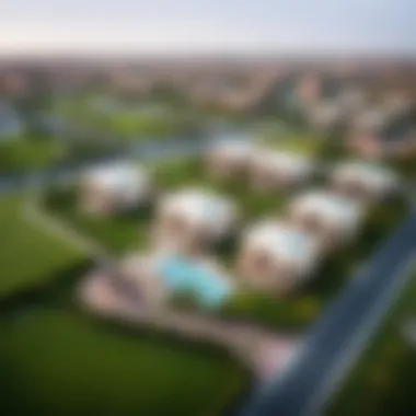 Serene Landscapes of Al Habtoor Villas Community Aerial view of Al Habtoor Villas community highlighting its landscaped surroundings