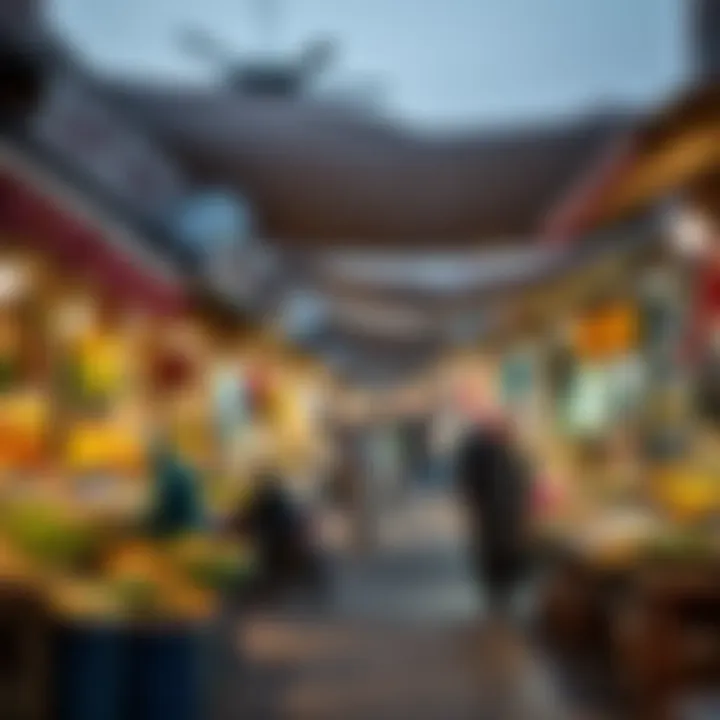 A bustling market scene in Al Jazeera Al Hamra illustrating community vibrancy