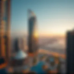 Panoramic view of Altai Tower against Dubai skyline