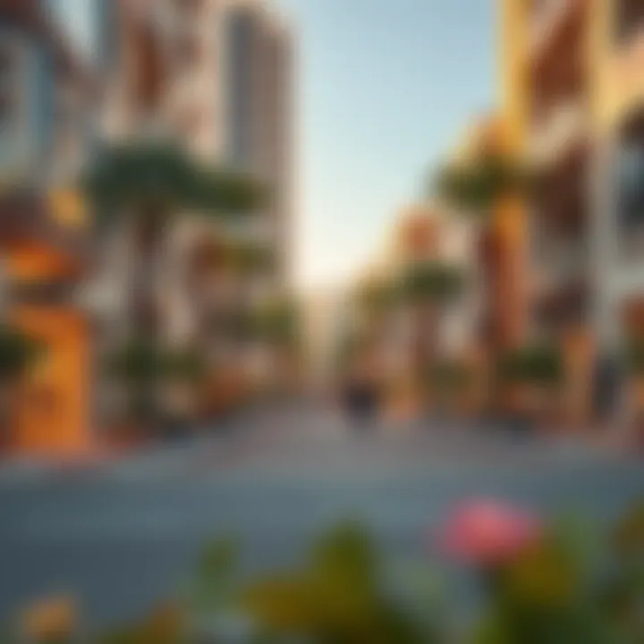Vibrant neighborhood atmosphere surrounding Damac Maison Bay's Edge