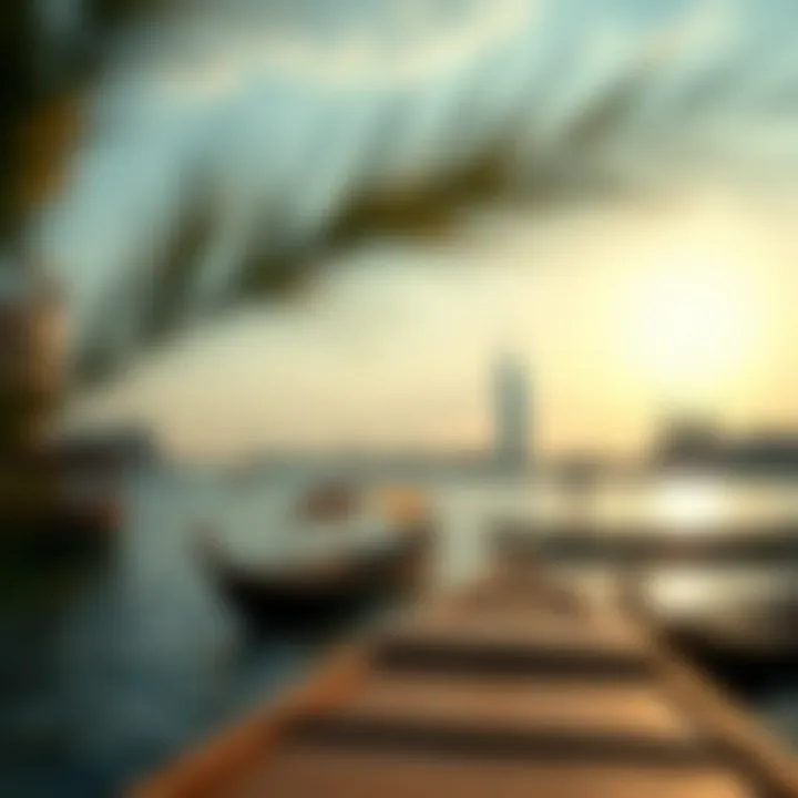 Tranquil Moments: The Beauty of Dubai Creek Serene view of Dubai Creek with traditional boats
