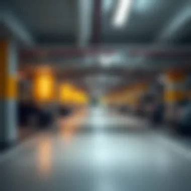 Interior view of parking slots and accessibility features in Etihad Plaza