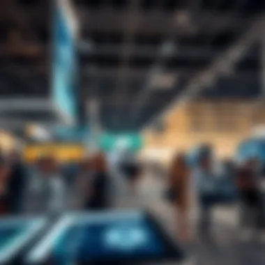 Exhibitors presenting cutting-edge technologies at an Expo event.