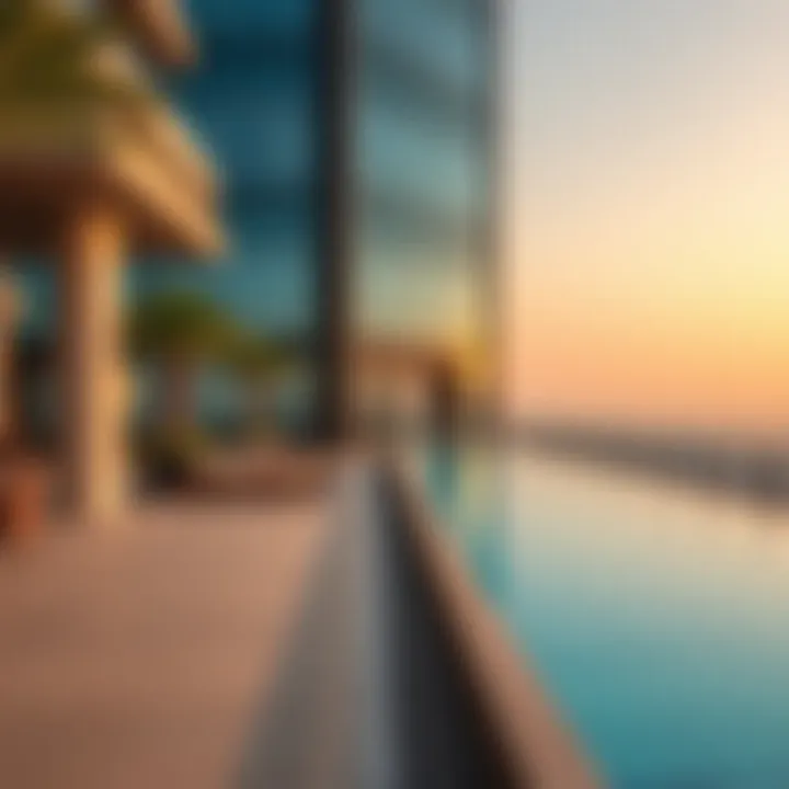 Amenities in Montrose Tower including a rooftop pool and fitness center