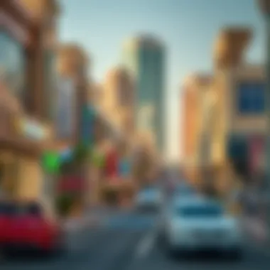 Vibrant Street View of Al Barsha A vibrant street view of Al Barsha highlighting local amenities and shops
