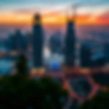 Business Bay skyline at sunset