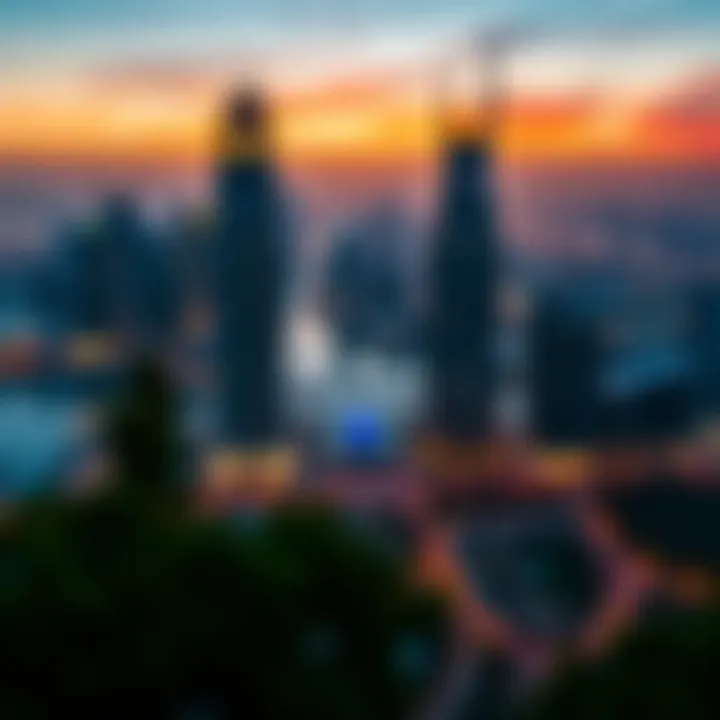 Business Bay skyline at sunset