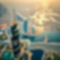 Aerial view of Sky View with Dubai skyline in the background