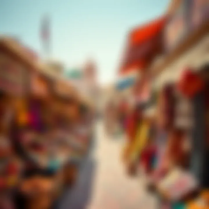 Colorful Market Stalls at Souq Naif A vibrant view of traditional market stalls filled with colorful textiles and handcrafted goods.