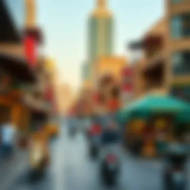 Cultural Influences in Dubai's Urban Hub Vibrant street scene in Dubai city centre with diverse cultural influences