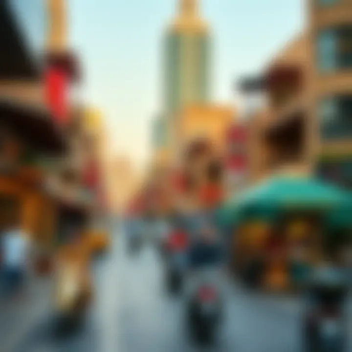 Cultural Influences in Dubai's Urban Hub Vibrant street scene in Dubai city centre with diverse cultural influences