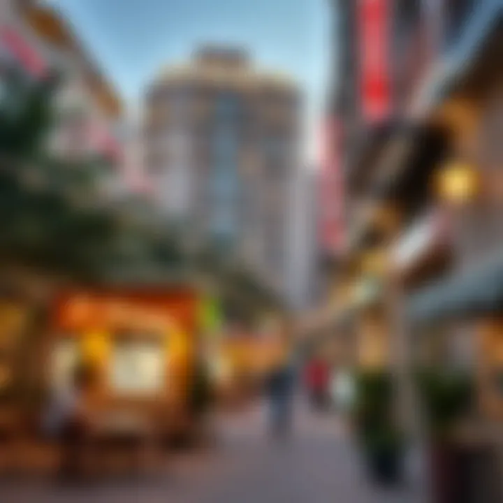 Dubai's Urban Lifestyle Trendy community area with cafes and shops illustrating urban lifestyle