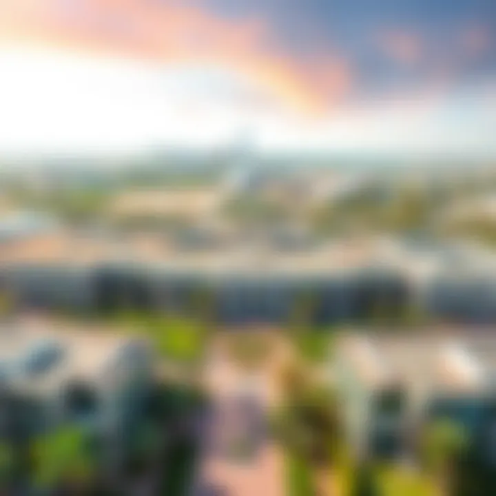 Modern University Campus in Dubai Aerial view of a prominent university campus in Dubai showcasing modern architecture.