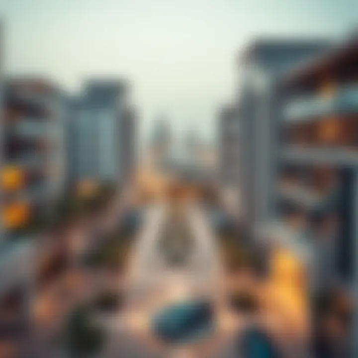 Architectural Elegance of Gate Village Panoramic view of Gate Village showcasing its modern architecture