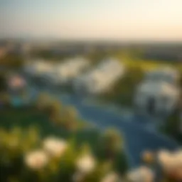 Aerial view of Golf Grove community showcasing elegant villas and lush greenery