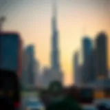 Stunning skyline view of Grande Downtown Dubai at dusk