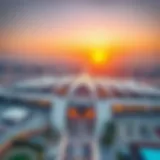 Aerial view of Dubai International Airport showcasing its modern architecture