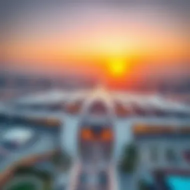 Aerial view of Dubai International Airport showcasing its modern architecture