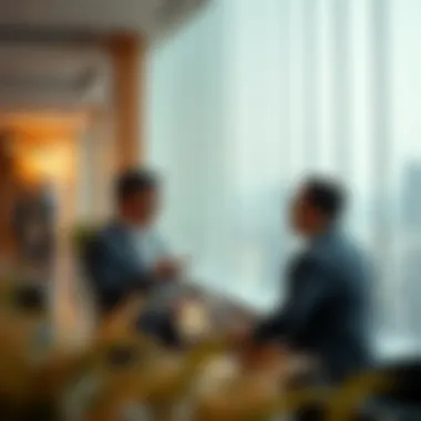 Engaging in Investment Discussions Investors discussing opportunities in a high-rise building