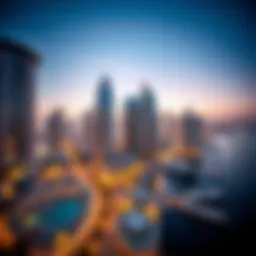 A panoramic view of Dubai Marina showcasing skyscrapers and waterfront