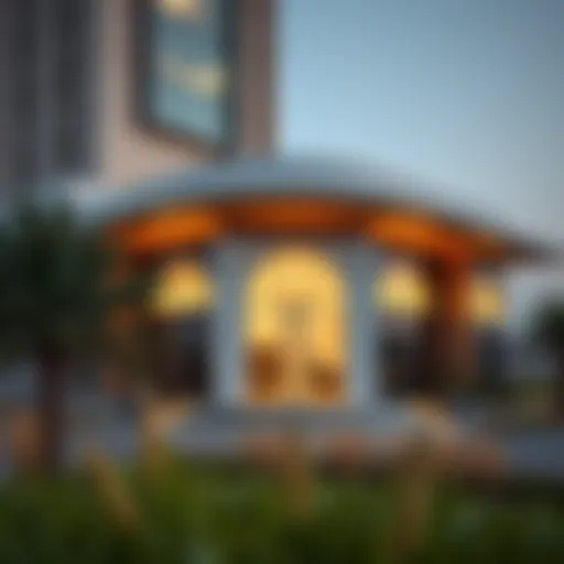 An elegant bank exterior in Dubai showcasing modern architecture