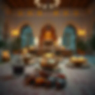 Traditional Iftar setting with dates and water