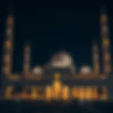 Majestic mosque illuminated at night during Ramadan