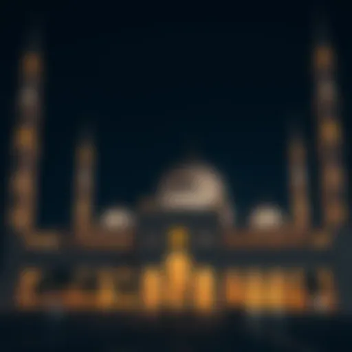Majestic mosque illuminated at night during Ramadan