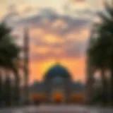 A serene sunset over a mosque during Ramadan
