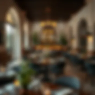 Elegant Ambiance in Aljada's Eateries Charming dining area with elegant decor