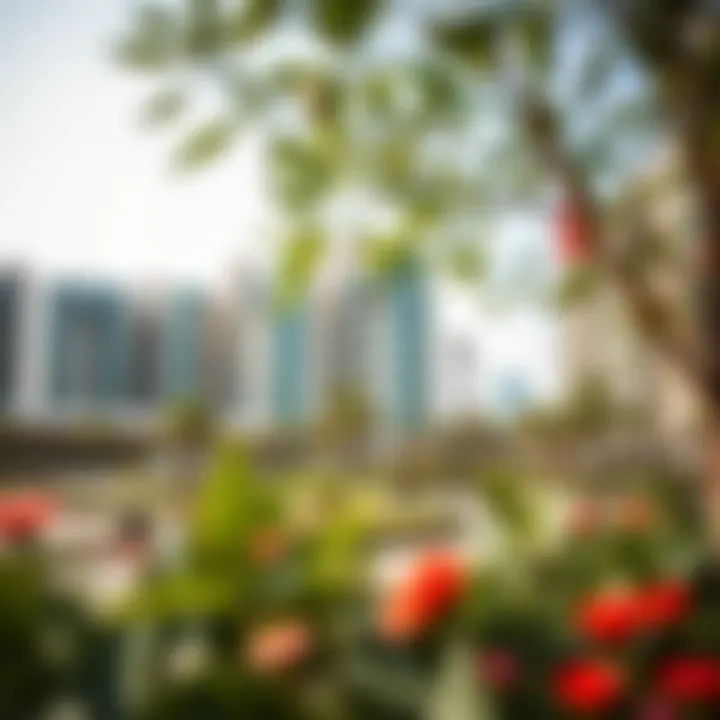 Sustainable Urban Community with Green Spaces A sustainable urban community with green spaces and modern amenities