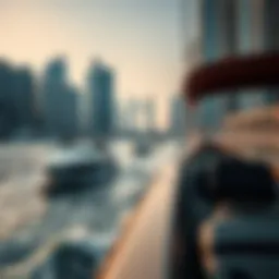 Scenic view of Dubai Marina with water taxis