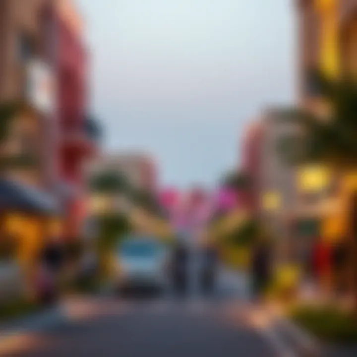 Community Atmosphere in Dubai Neighborhoods A vibrant neighborhood in Dubai illustrating community ambiance