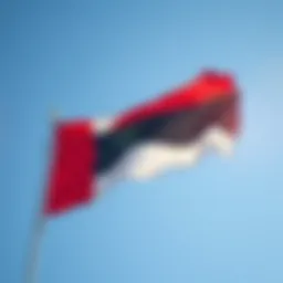 The vibrant UAE flag waving proudly against a clear blue sky